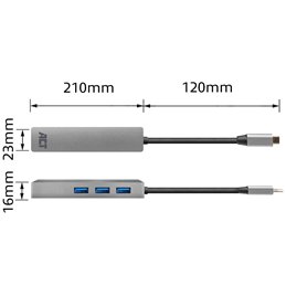 ACT USB-C hub 3.0, 3x USB-A, Gigabit ethernet