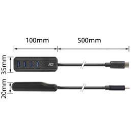 ACT USB-C hub 3.0, 4 poorts USB-A