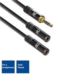 ACT 0,15 meter High Quality audio splitterkabel 3,5 mm stereo jack male - 2x female