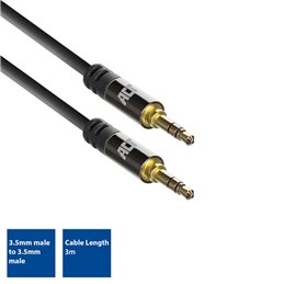 ACT 3 meter High Quality stereo audio aansluitkabel 3,5 mm stereo jack male - male