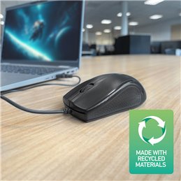 ACT Bedrade full size optische muis 1000 DPI, stille klik, milieuvriendelijk, gemaakt van gerecycled materiaal